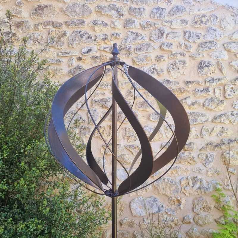 Molino de viento decorativo para jardín Châteaudun | Molino de viento en metal marrón patinado