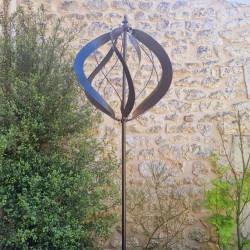 Molino de viento decorativo para jardín Châteaudun | Molino de viento en metal marrón patinado