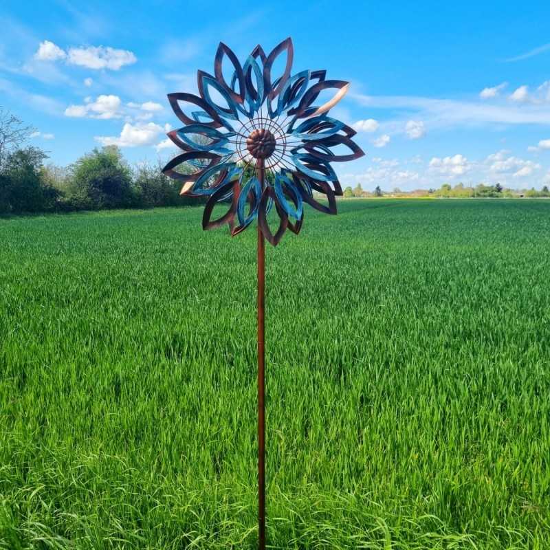 Molino de viento jardín Tauzia cobre y azul