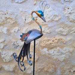 Pavo real decorativo de metal con estaca – 103 cm