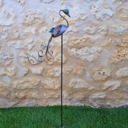 Pavo real decorativo de metal con estaca – 103 cm