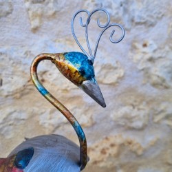 Pavo real decorativo de metal con estaca – 103 cm
