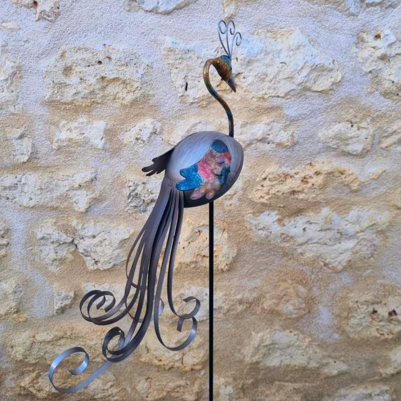 Pavo real decorativo de metal con estaca – 103 cm