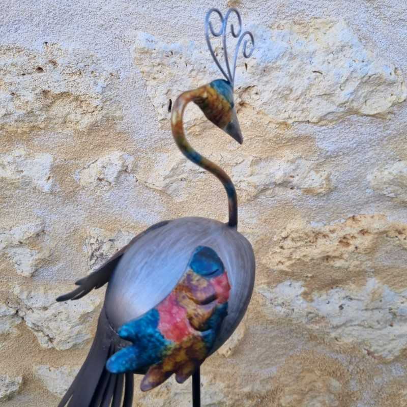 Pavo real decorativo de metal con estaca – 103 cm