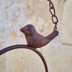 Mangeoire à oiseaux suspendue en fer coeur