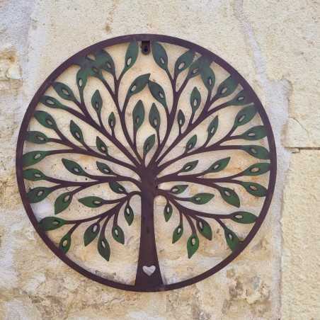 Árbol de la vida de pared en metal con corazón