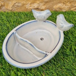 Baño para pájaros, comedero de barro cocido para colocar blanco azul 28,90 € LEZARD DU JARDIN