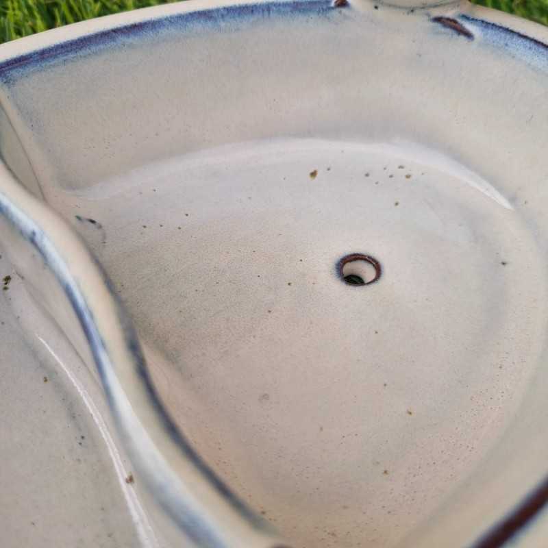 Baño para pájaros, comedero de barro cocido para colocar blanco azul 28,90 € LEZARD DU JARDIN