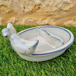 Baño para pájaros, comedero de barro cocido para colocar blanco azul 28,90 € LEZARD DU JARDIN