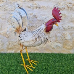 Couple Coq et Poule en Fer | Décoration de Jardin Rustique et Authentique