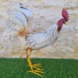 Couple Coq et Poule en Fer | Décoration de Jardin Rustique et Authentique