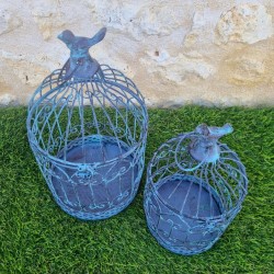 Cesta de hierro burdeos beige 22,90 € LEZARD DU JARDIN