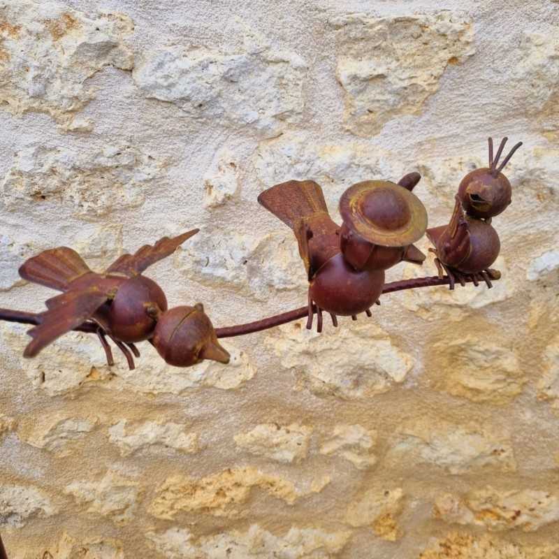 Mobile de jardin sur pic 3 oiseaux 126x71 en métal