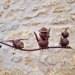 Mobile de jardin sur pic 3 oiseaux 126x71 en métal