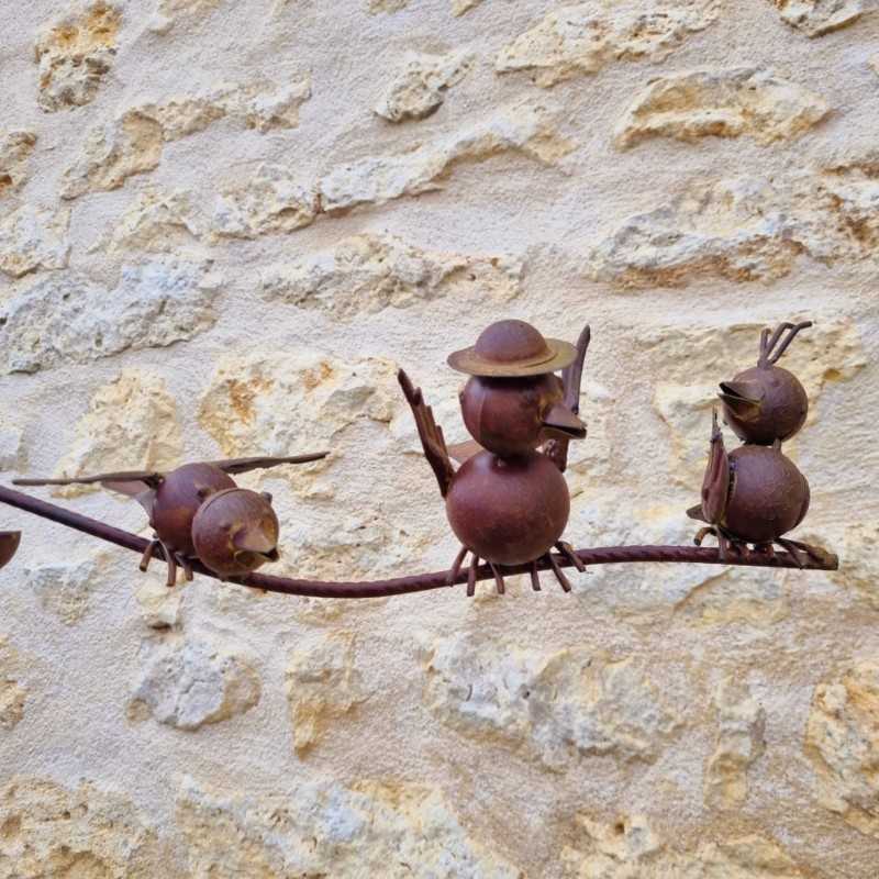 Mobile de jardin sur pic 3 oiseaux 126x71 en métal