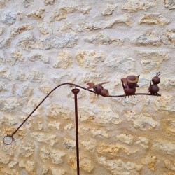 Mobile de jardin sur pic 3 oiseaux 126x71 en métal