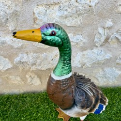 Estatua de pato ánade real de metal para jardín