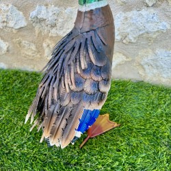 Estatua de pato ánade real de metal para jardín