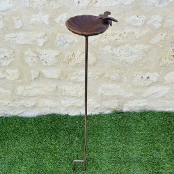 Baño para pájaros con estaca de hierro fundido