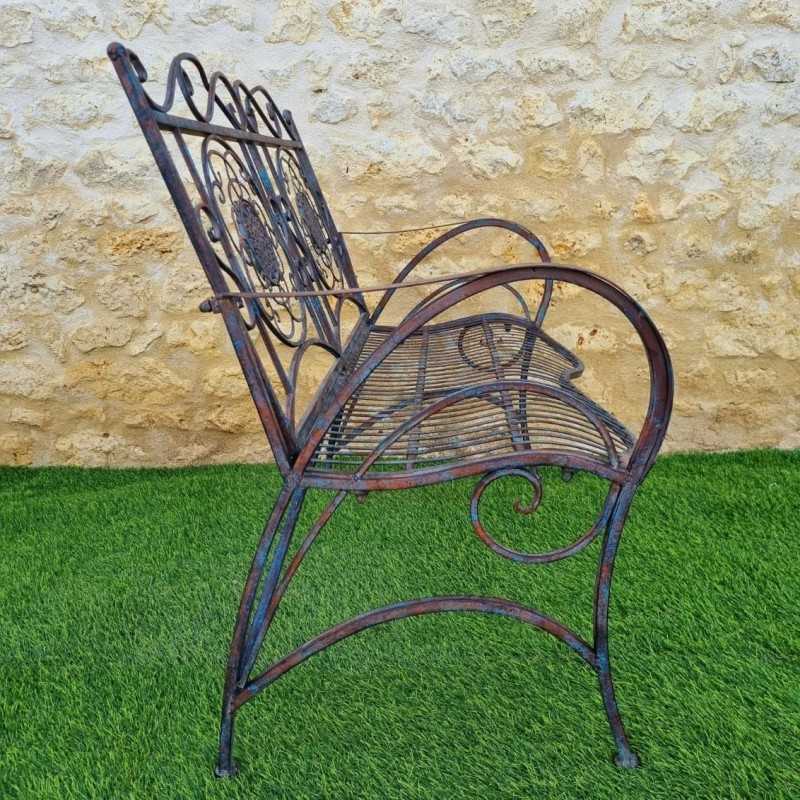 Banco de jardín de hierro forjado estilo rústico