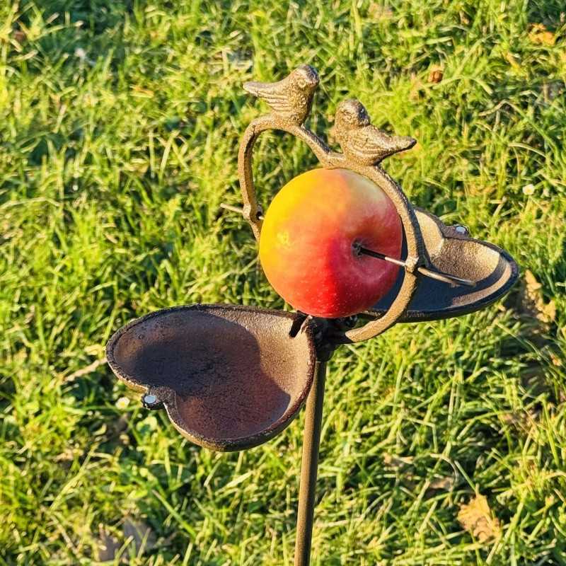 Comedero para pájaros de hierro fundido con estaca