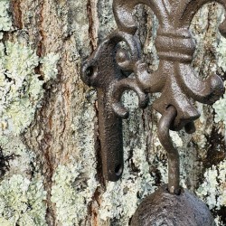 Campana de pared de hierro fundido con flor de lis