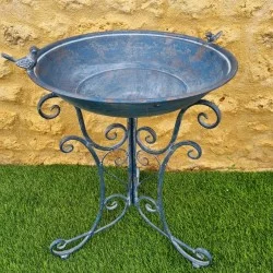 Baño para pájaros y comedero de jardín azul patinado – 72 cm