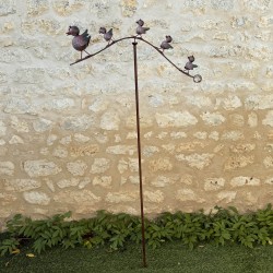Móvil de jardín pájaros en metal patinado