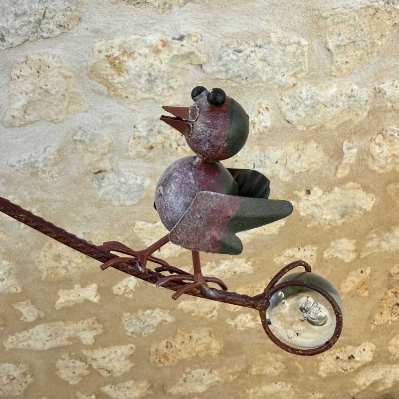 Móvil de jardín pájaros en metal patinado