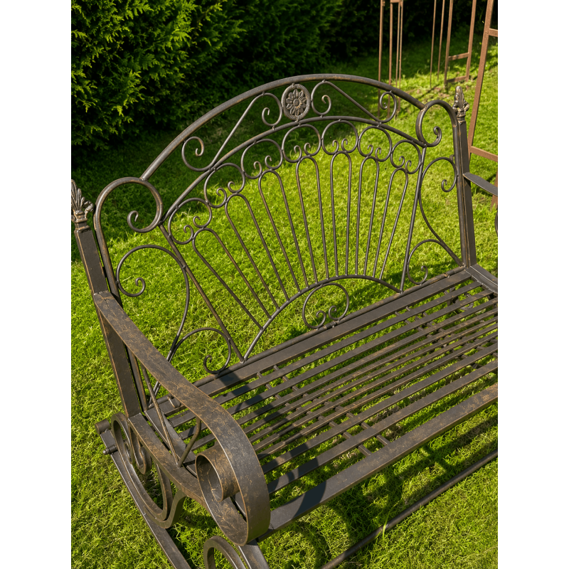 Banco balancín de jardín de metal marrón patinado – 120 cm