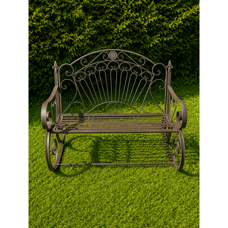 Banco balancín de jardín marrón patinado – 120 cm
