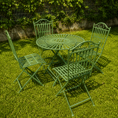 Conjunto de jardín verde inglés de metal – Vista completa