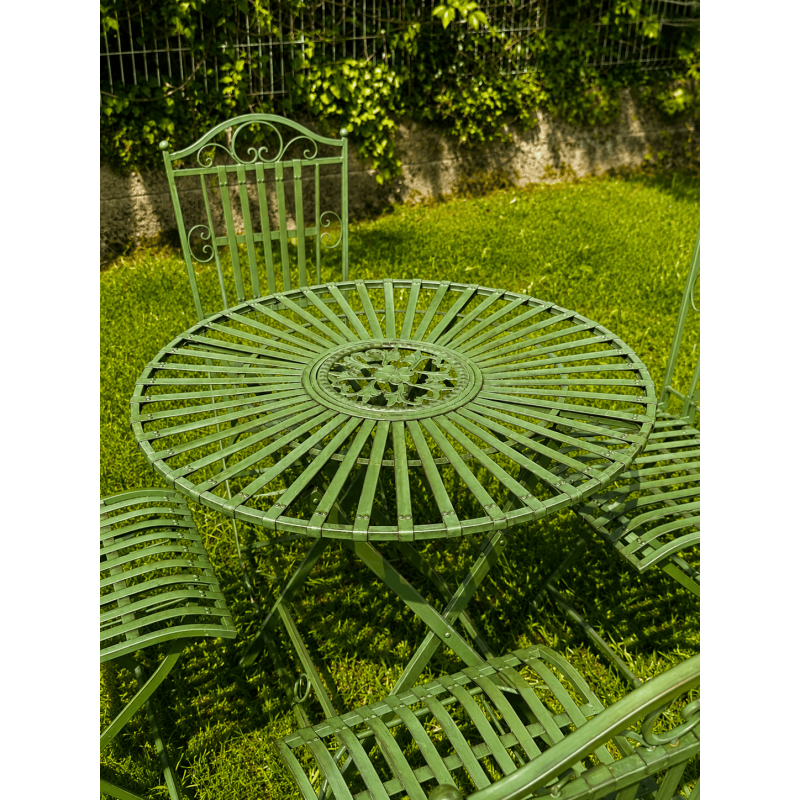 Conjunto de jardín verde inglés de metal – 4 plazas
