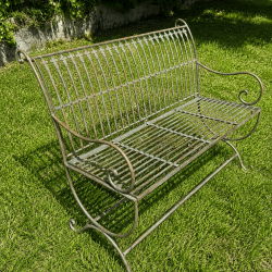 Banco de jardín de metal verde patinado – 103 cm