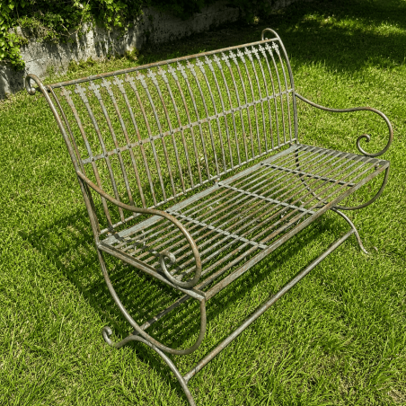 Banco de jardín de metal verde patinado – 103 cm