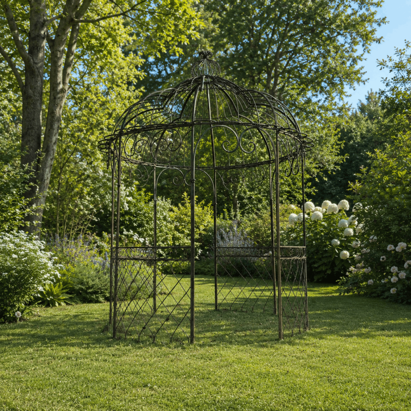Glorieta redonda de jardín en hierro forjado 225 cm