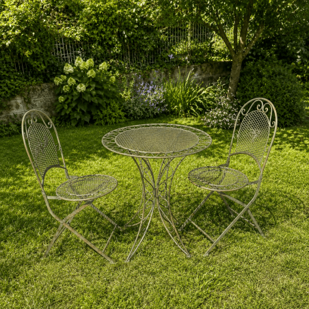 Conjunto de jardín de hierro forjado verde cardenillo – Vista completa