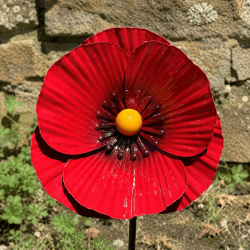 Juego de 3 amapolas decorativas de metal con estaca
