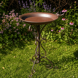 Baño para pájaros con pie marrón patinado de 72 cm