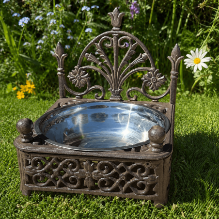 Comedero elevado para perros de hierro fundido con bol inox