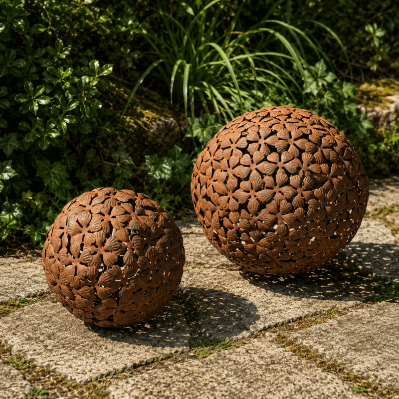 Bolas decorativas de jardín con flores – Dos tamaños disponibles
