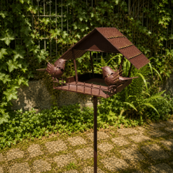 Maisonnette mangeoire à oiseaux sur pic en métal – Hauteur 122 cm
