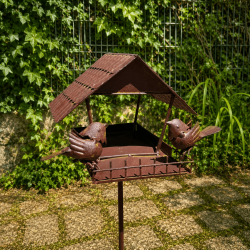 Maisonnette mangeoire à oiseaux sur pic en métal – Hauteur 122 cm