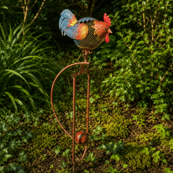 Móvil decorativo de jardín con gallina de metal