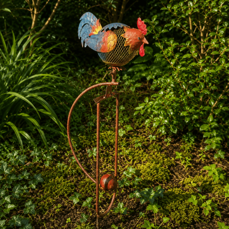 Móvil decorativo de jardín con gallina de metal