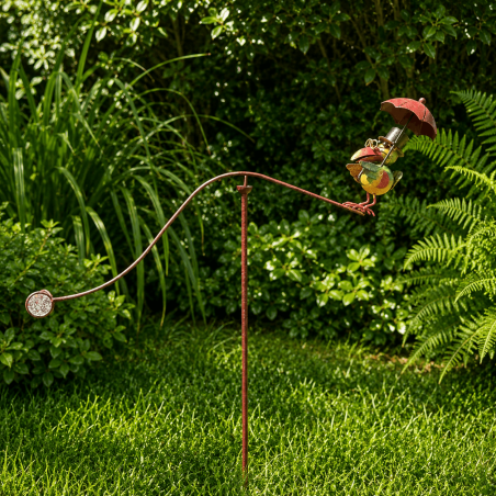 Balancín cuervo con paraguas en metal para jardín 120 cm