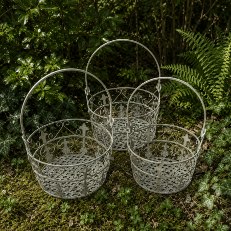 Cesta portamacetas – vista frontal de las 3 cestas