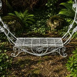 Banco arco corazón de jardín en metal blanco