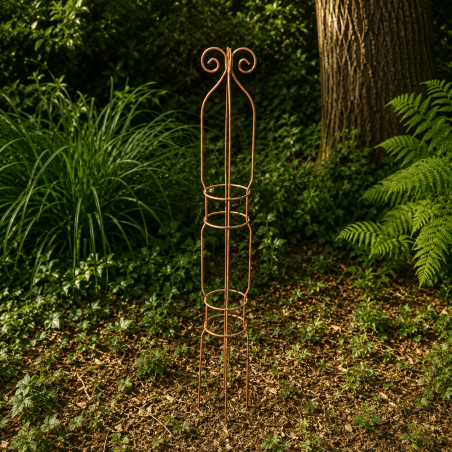 Obelisco para plantas trepadoras de metal color óxido – modelo pequeño