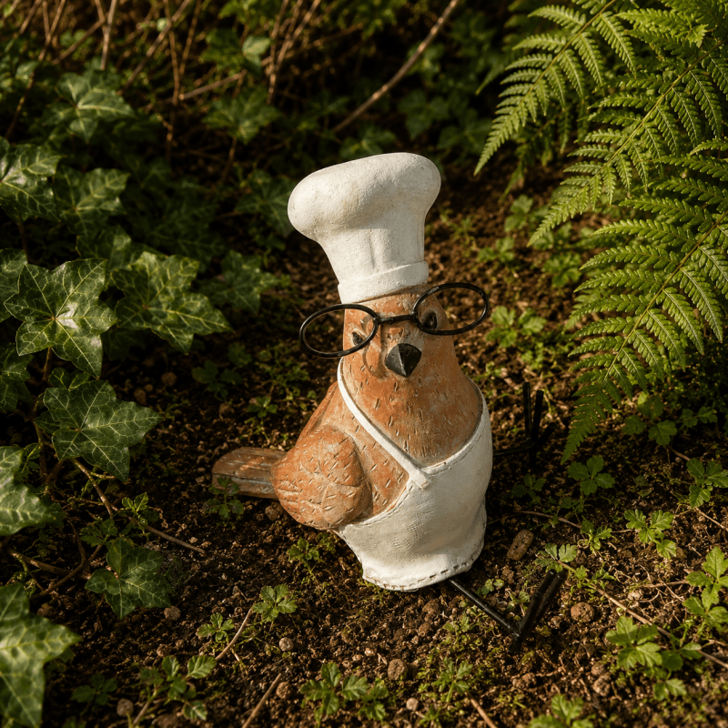 Pájaro chef con gafas de resina – Vista frontal